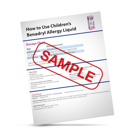 Aek Replacement Emergency Instruction Sheet  Childrens Benadryl Liquid EN9400